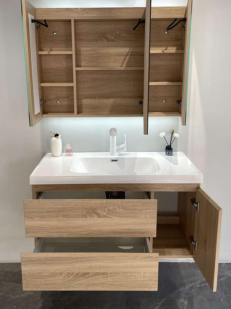 European Style Bathroom Vanity with Quartz Stone Countertop and Luxury Custom Design