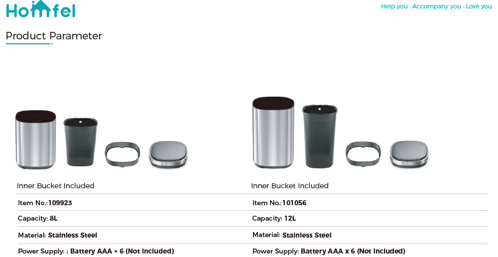 Touchless Intelligent Smart Sensor Bin Trash Can Stainless Steel Sustainable Household