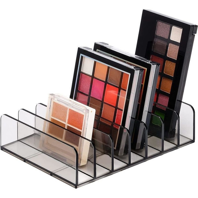 Transparent Acrylic Eyeshadow and Makeup Organizer with Dividers Desktop Storage Box for Blush Powder and Cosmetics