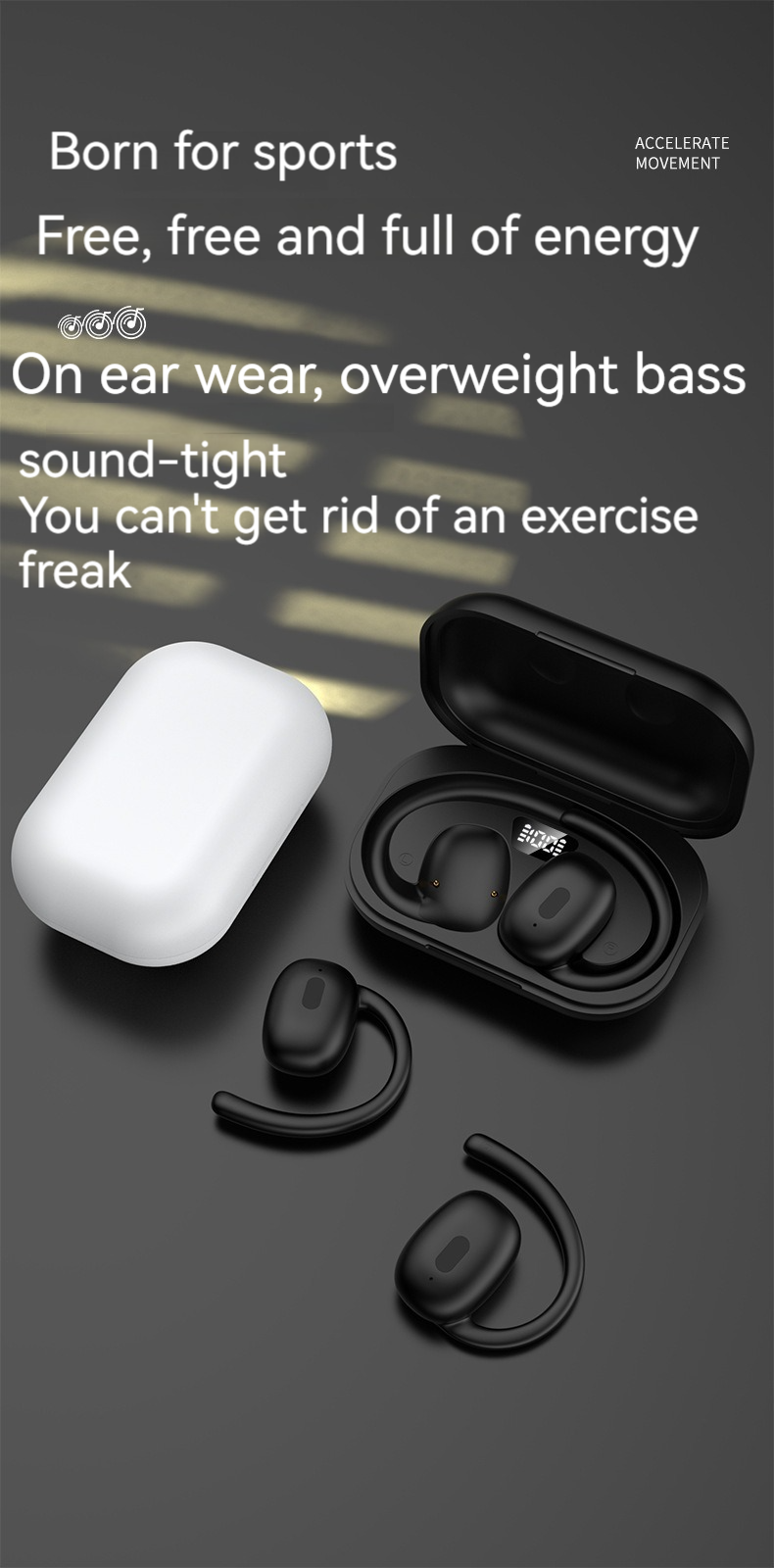 Wireless Stereo Headphones OWS Gaming 5.3 for Mobile Phones Low-Latency Noise Cancelling