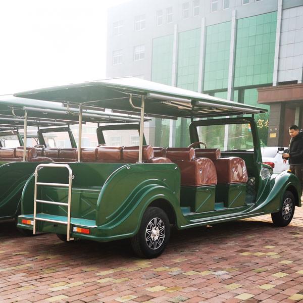 3 Rows 8 Seats Green Classic Bus Vintage Car New Energy Vehicle Sightseeing Car