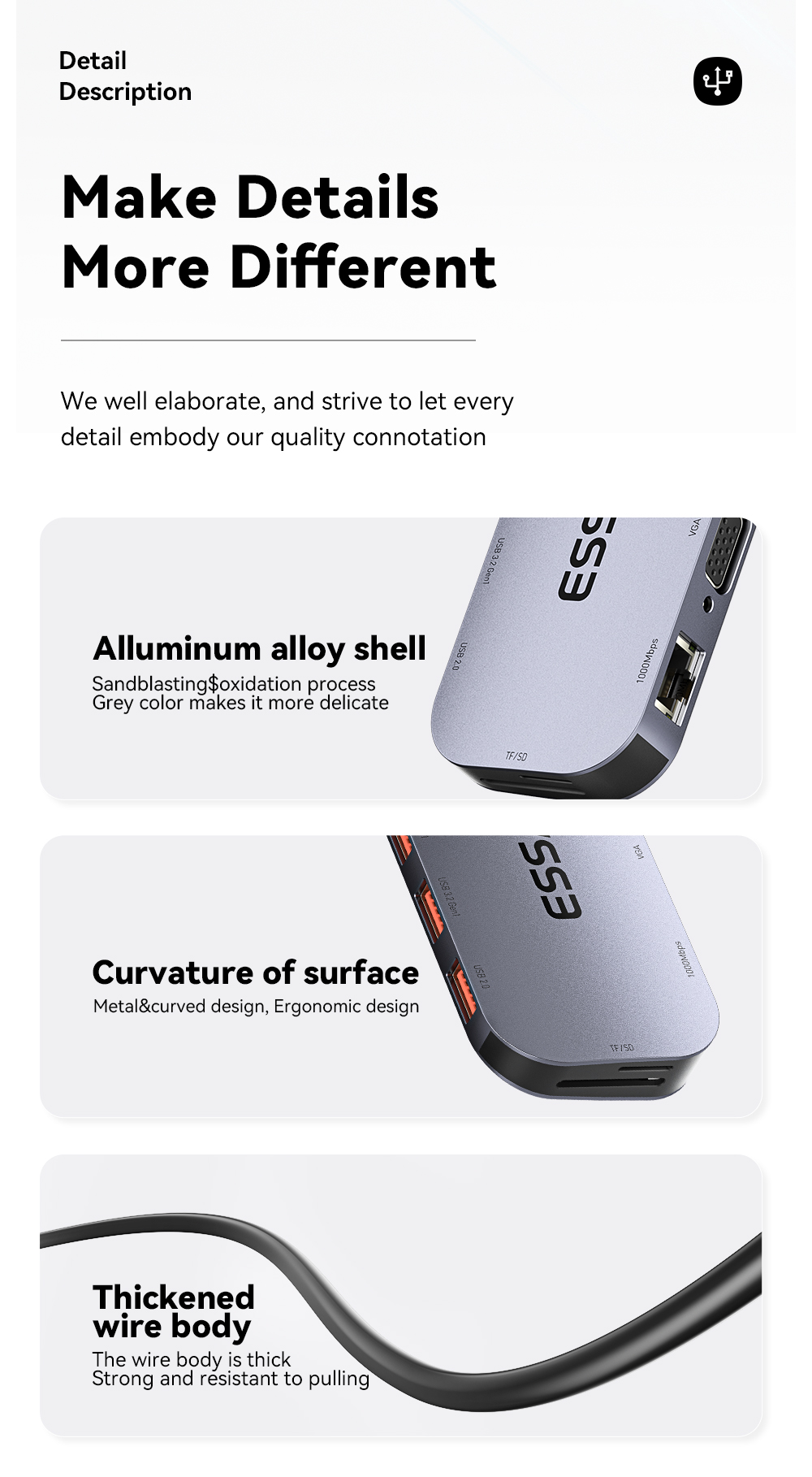 Maple Harp 11 In 1 Usb C Hub PD 100W Fast Charging 5Gbps 32GB SD Card 10 Ports
