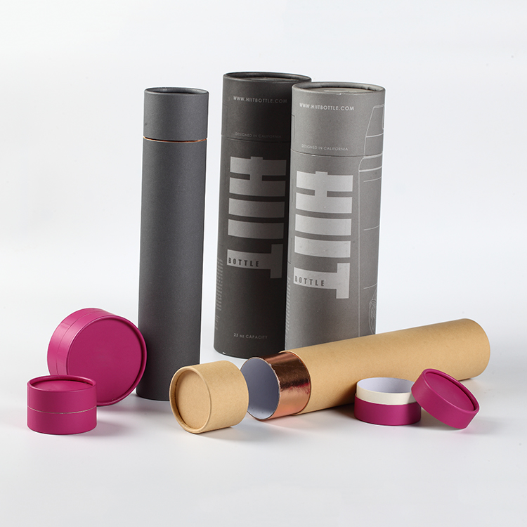 Black Package Kraft Cylinder Packaging with Lid