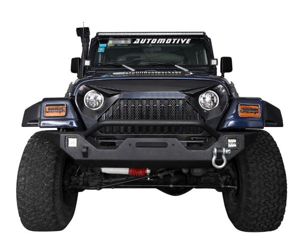 Front Bumper for Jeep TJ Black Steel Recovery Bull Bar Winch Bumper for TJ