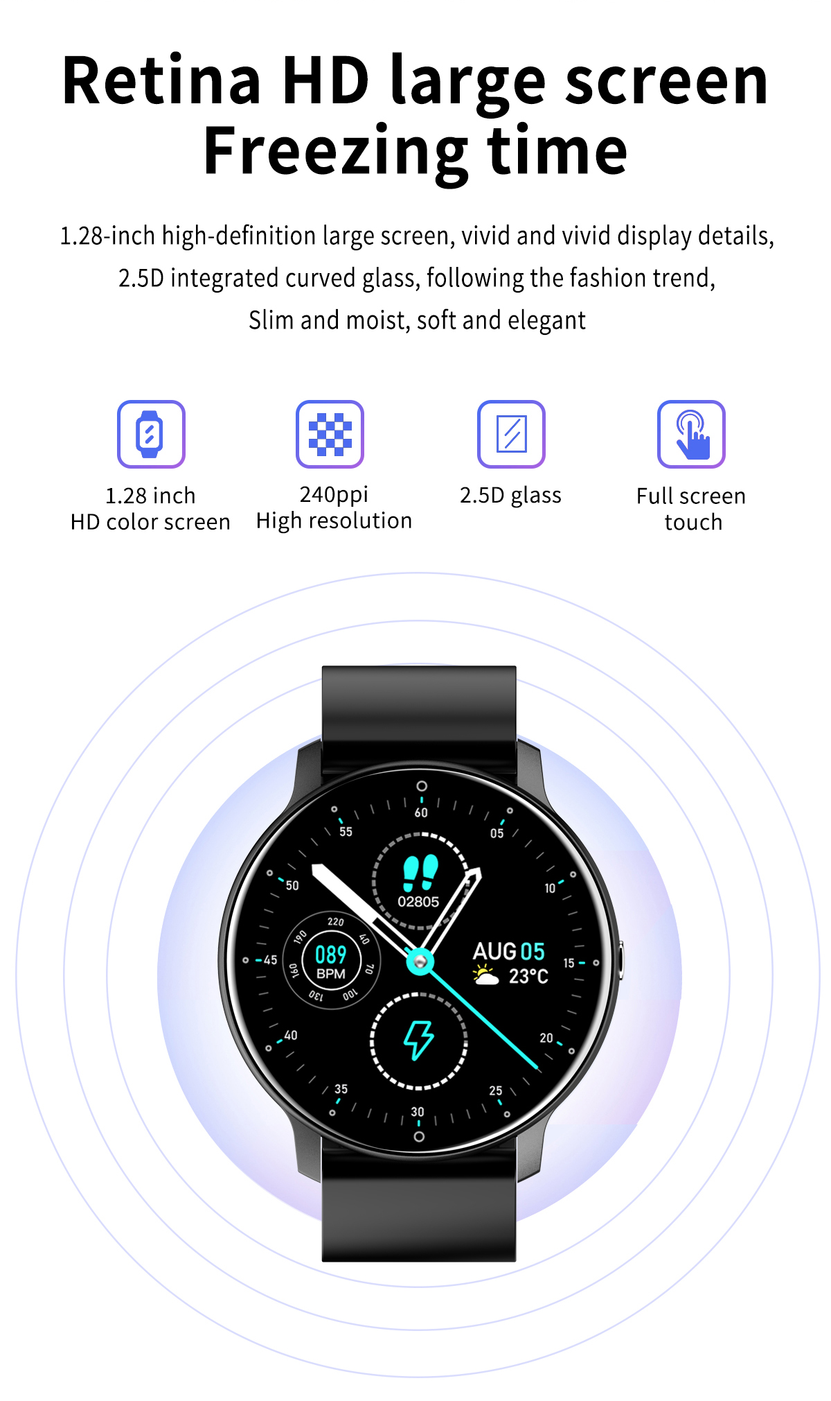 1.28inch IPS 240*240 Full Touch Smartwatch Exercise Sleep Monitoring