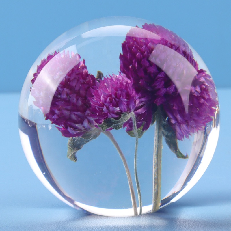 Business gift Flower Resin Ball , Crystal acrylic paper weight