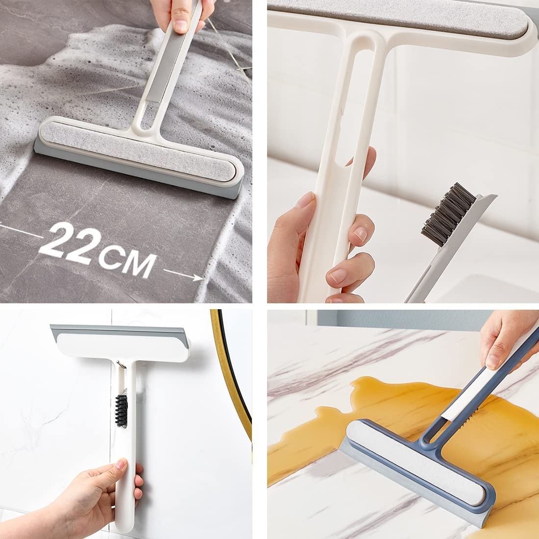 4In1 Dual Sided Glass Wiper Scraper Brush Household Squeegees Brooks Window Cleaning Tool Kit
