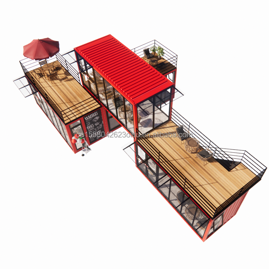 50/75/100mm Wave Sandwich Panel Wall Modular Mobile Store for Container Dessert Shop Street Prefab Coffee Kiosk Booth Design