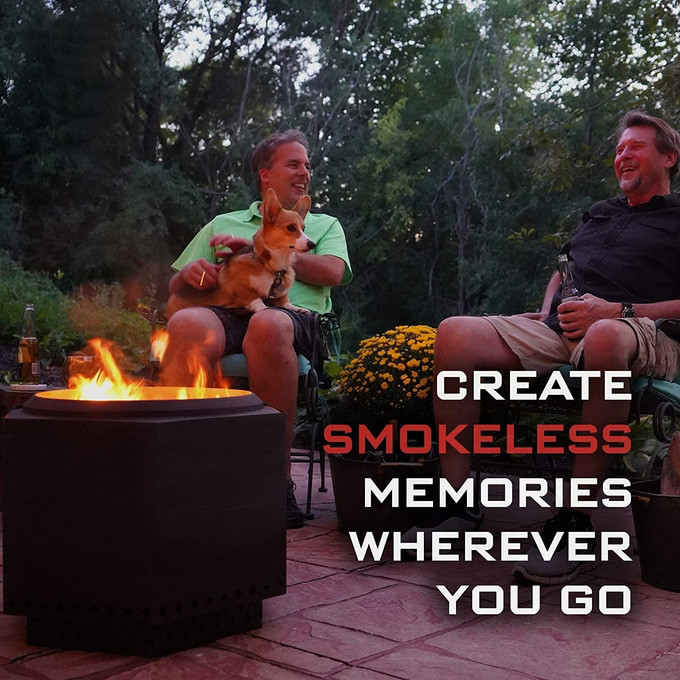 23.5'' Smokeless Outdoor Campfire Charcoal Barbecue Pit For Camping Cooking