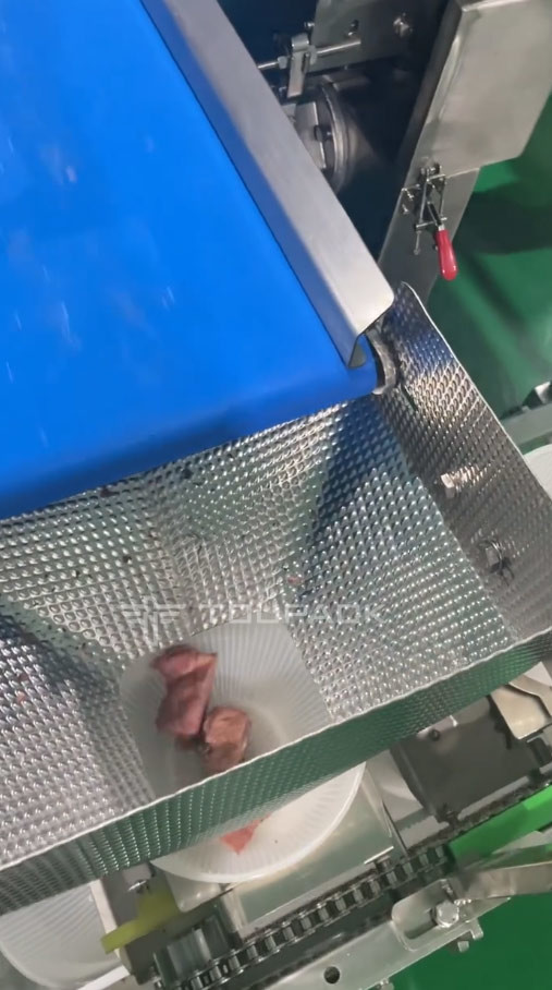 Rotary Vacuum Bag Packaging Machine Beef Cubes Weighing And Packaging System Multihead Weigher