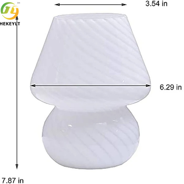 3 Color Modes E26 Glass Mushroom Table Lamp Bedroom Living Room Gift Present 12w