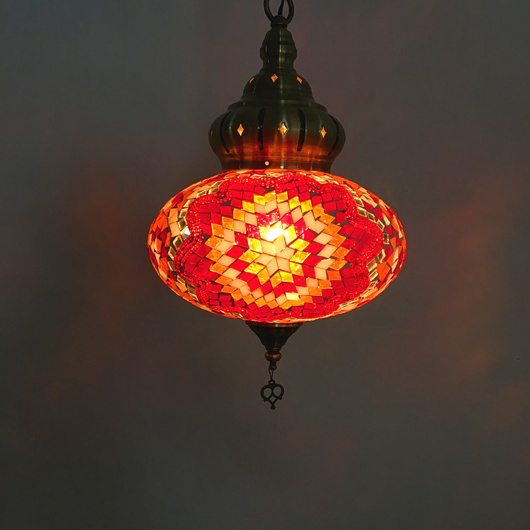 Turkish Lamp Colorful Glass Pendent Light E14 Warm White Bedroom Bar Corridor Balcony Light(WH-DC-17)