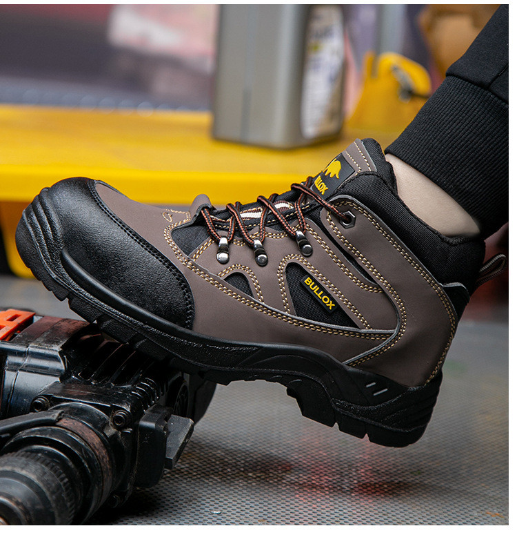 Oxford Cloth Security Boots Men PU Injection Sole Steel Plate Anti Proof Work For Mens