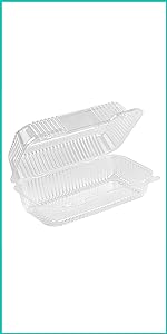 Plastic Clamshell Takeout Tray (50 Count) - Dessert Containers - Plastic Hinged Food Container