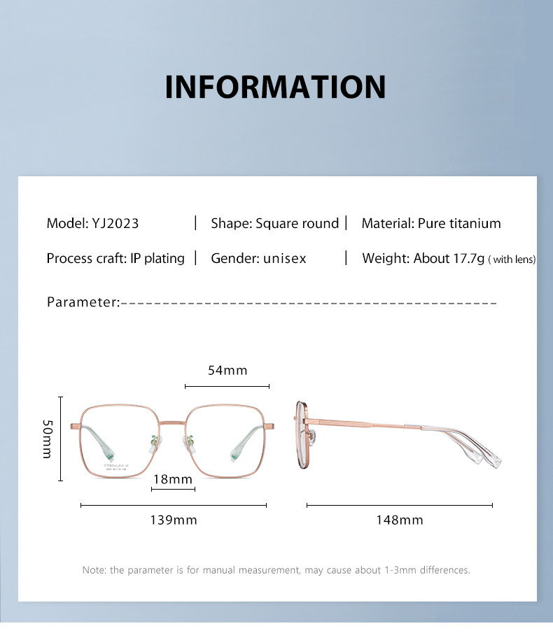 Titanium Frame optical eye glass Customization Unisex Higher Density