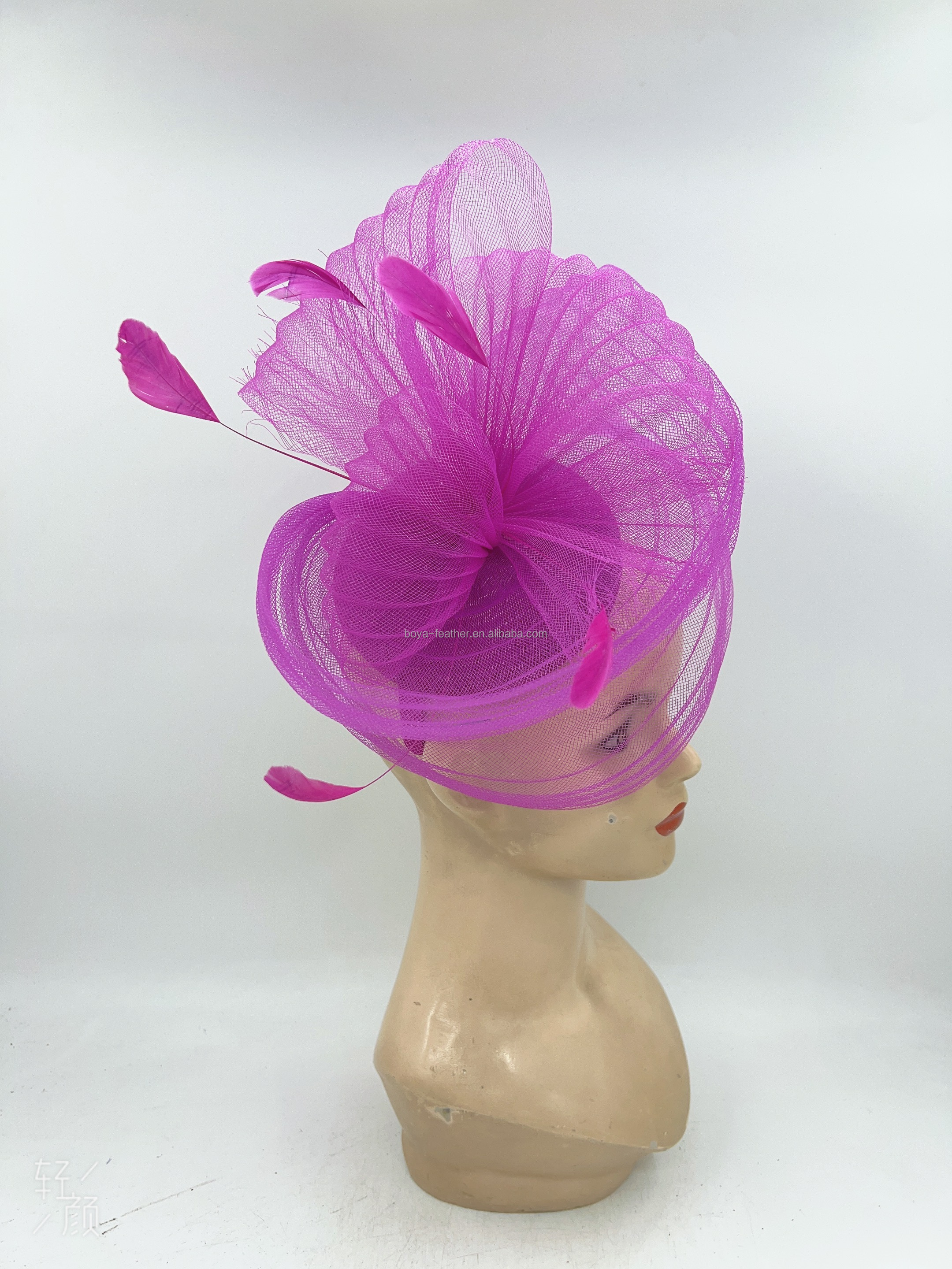 30 cm Dyed Pattern Sinamay Feather Fascinator for Special Occasions