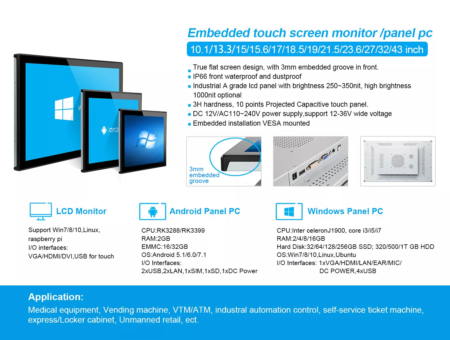 32" Commercial Display Monitors Android Ethernet Capacitive Touch Screen Lcd