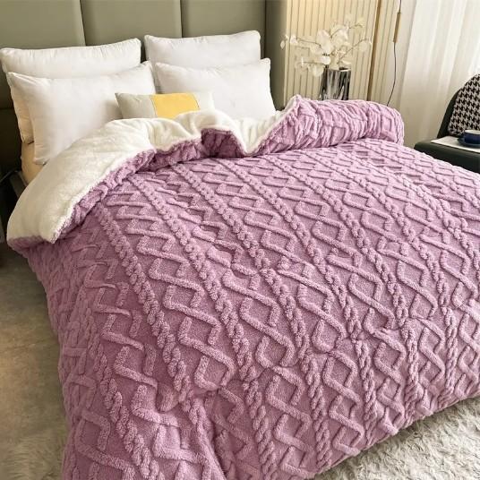 Pink Super King Fleece Bedding Winter Warmth Super Softness Fleece King Size