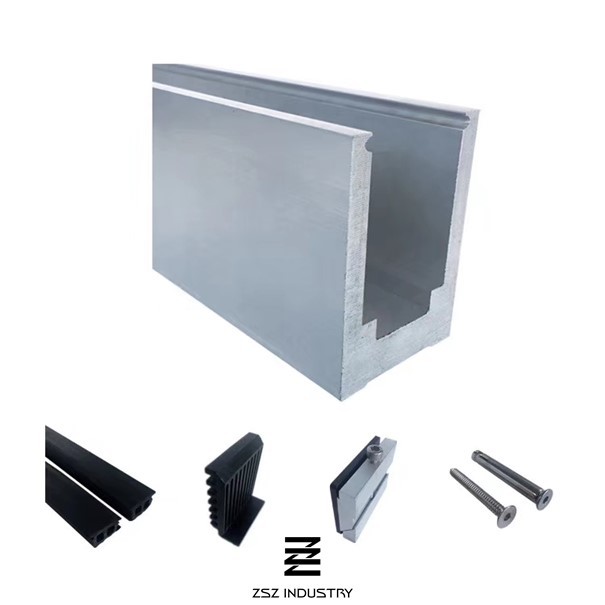 Aluminum 6063 U Channel For Glass Railing With Anodizing / Powder Coating Surface