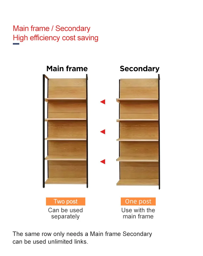 Steel Wood Gondola Shelving Household Multi Storey Living Room Bookshelf