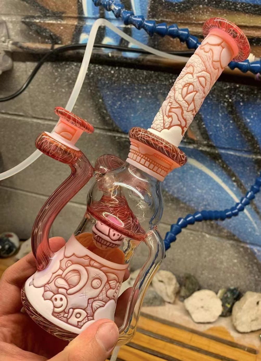 12inch Thick 7mm Glass Water Bongs Tobacco Beaker Bong With Ice Catcher