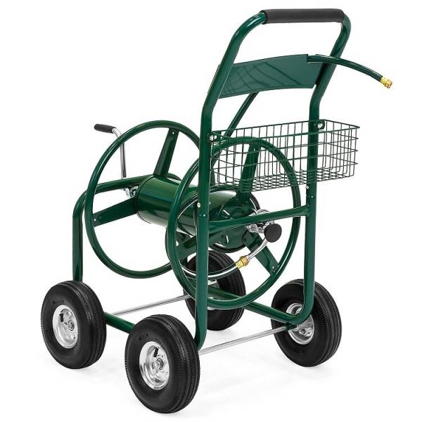 Green Portable Heavy Duty Garden Lawn Water Hose Reel Storage Cart for Easy
