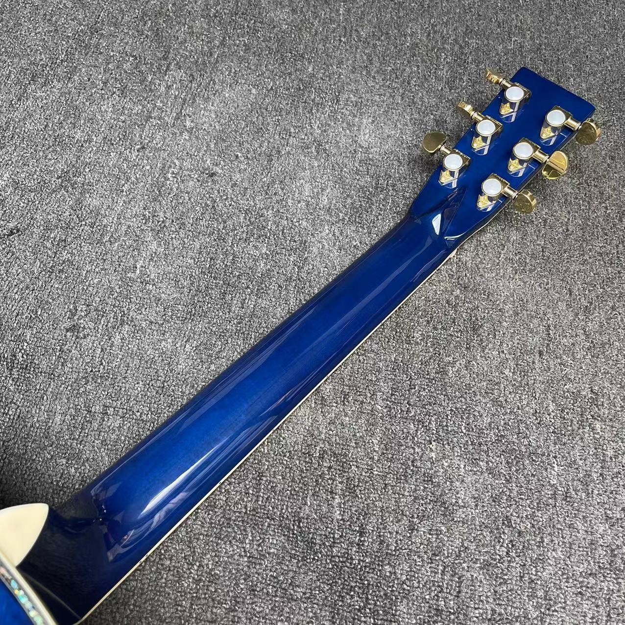 Custom Solid East Indian Rosewood Back Side OM Acoustic Guitar with Double Electronic EQ in Blue Color
