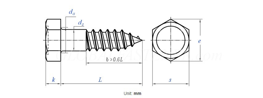 DIN 571 Hexagon Head Type Wood Screws Self Drilling Wooden Bed Screws