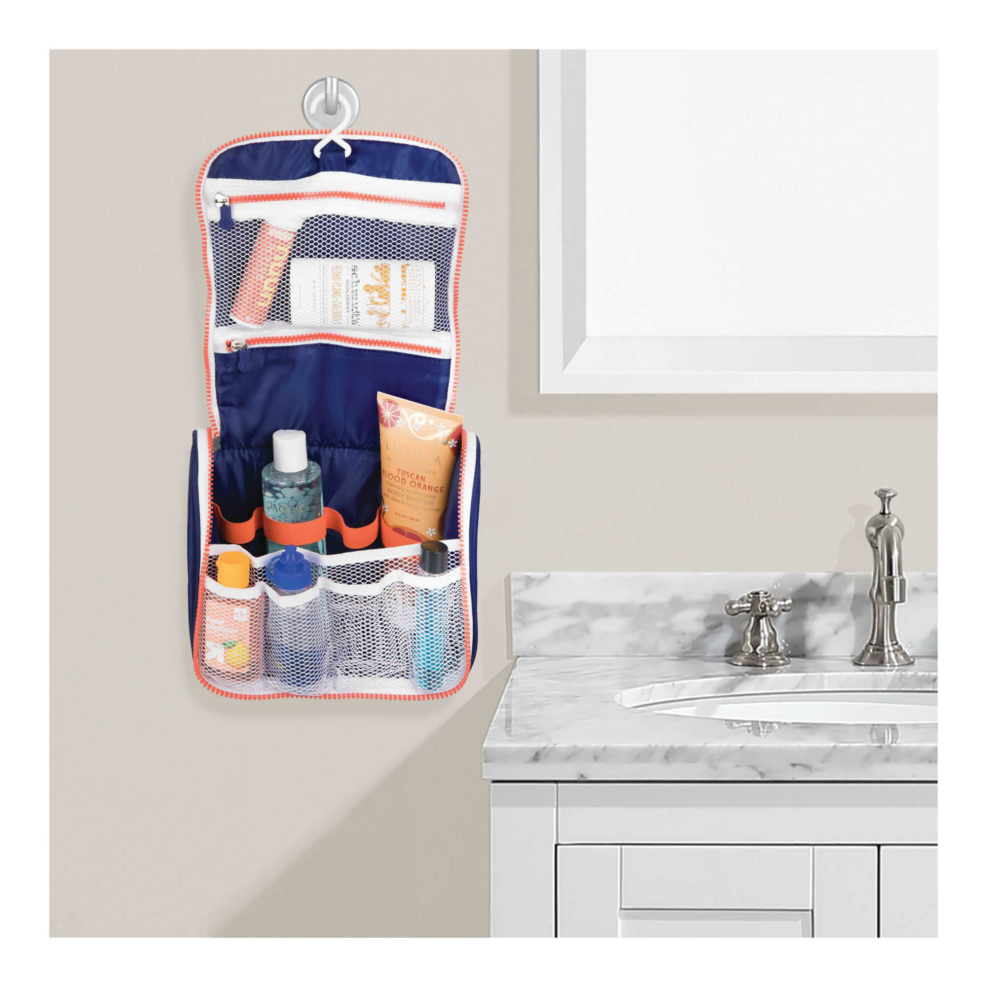 Durable and water-resistant construction with built-in hanging hook Hanging Toiletry Bag Travel Cosmetic Organizer Toile