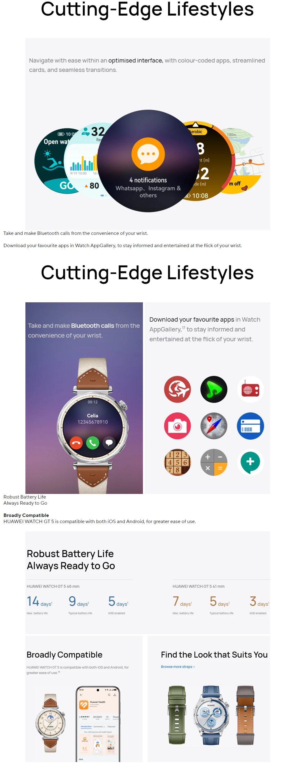 2024 Hot Hua Wei WATCH GT 5 Smart Watch 1.32 Inches AMOLED Color Screen Tracker Health Monitor Sport Watch