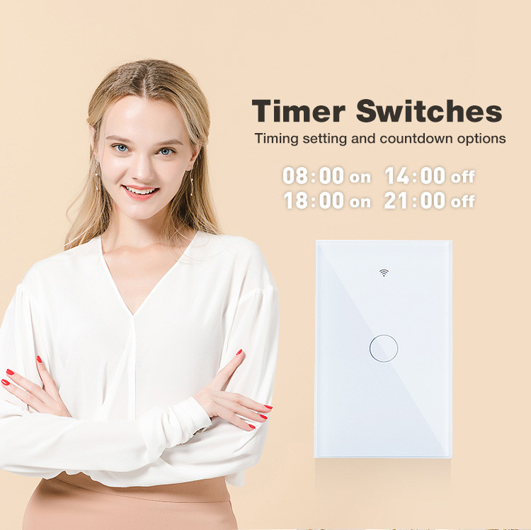 US Standard Dustproof and Waterproof 1gang White Black Wifi touch Switch for Smart Home Automation