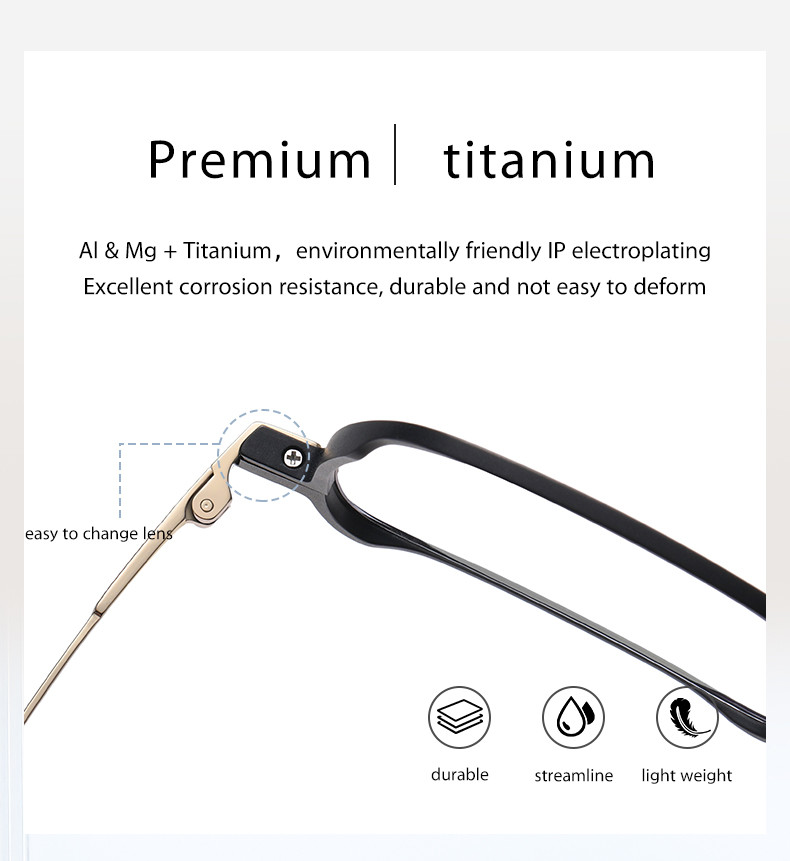 Al Mg Lightweight Glasses Frames Titanium With Non Prescription Lenses