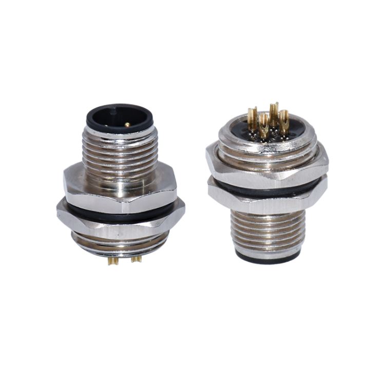 Rear Lock Flange Male TPU GF M12 Waterproof Connector 4 PIN IP69K