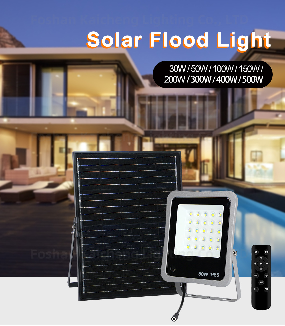 KCD IP65 Wireless Dusk To Dawn Auto Solar Monocrystalline Sport Stadium Floodlight 200w 500w 2000w Solar Flood Lights