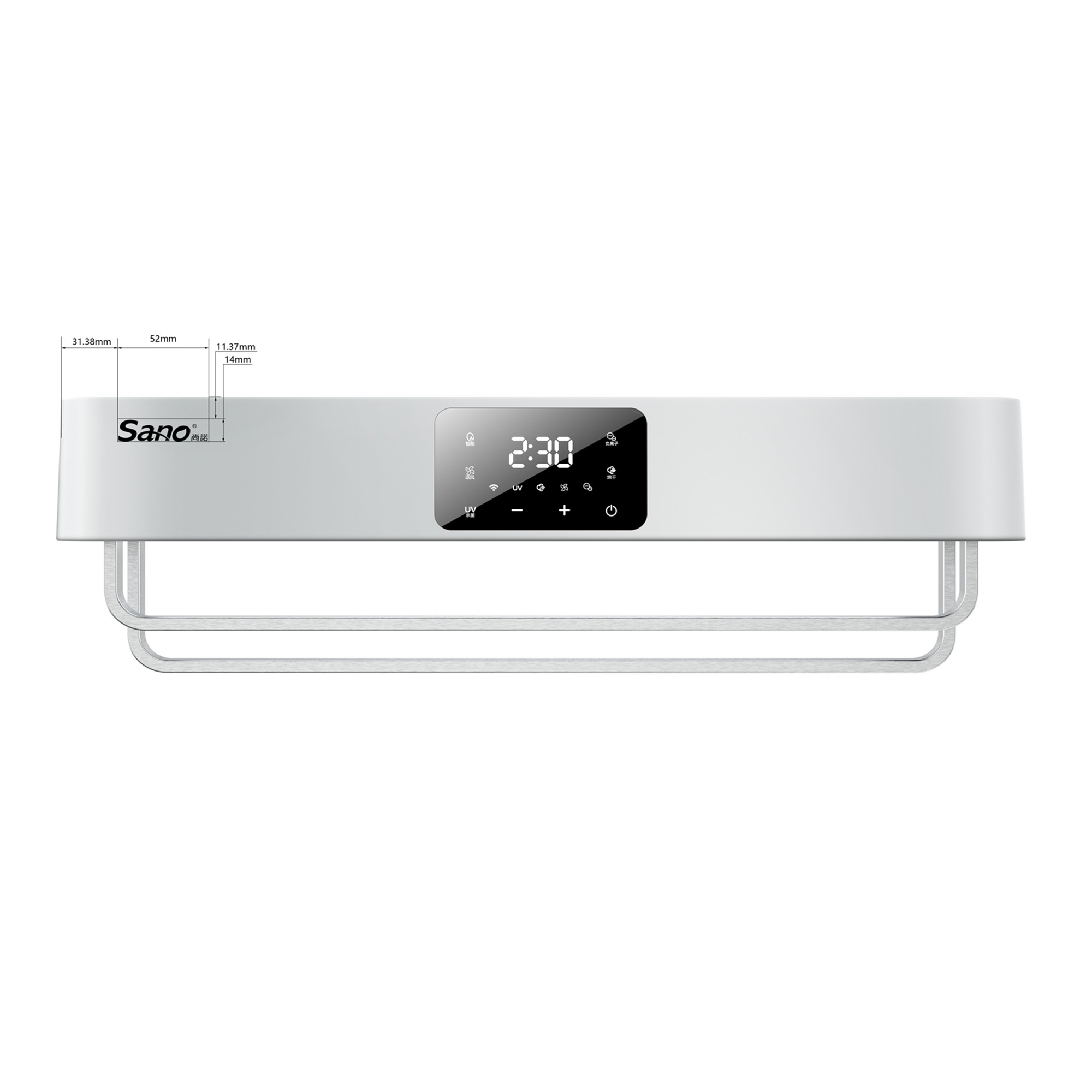 Wall Mounted Electric Heated Black Bath Towel Drying Rack Towel Warmer With Disinfection