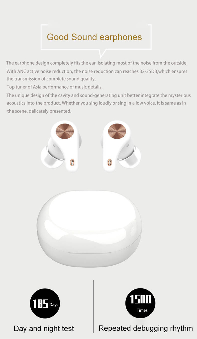 Long Endurance Truly Wireless Earbuds ANC HD Binaural Call Strong Bass Noise Cancelling