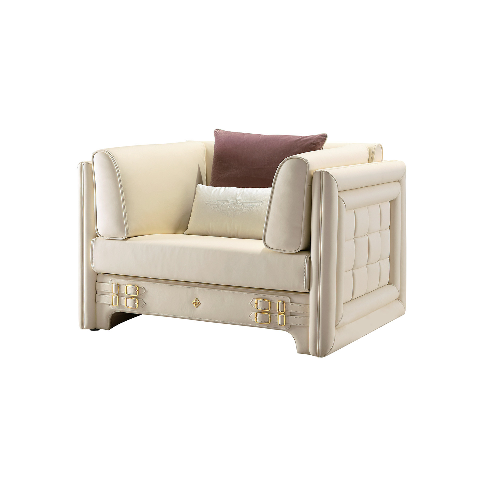 Joyful ever furniture factory Light luxury design sofa in Glossy painting frame and Italy leather upholstered