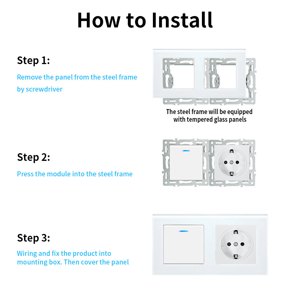 Tempered Glass Panel Vintage Sockets And Switches Home Push Switch Socket Combo