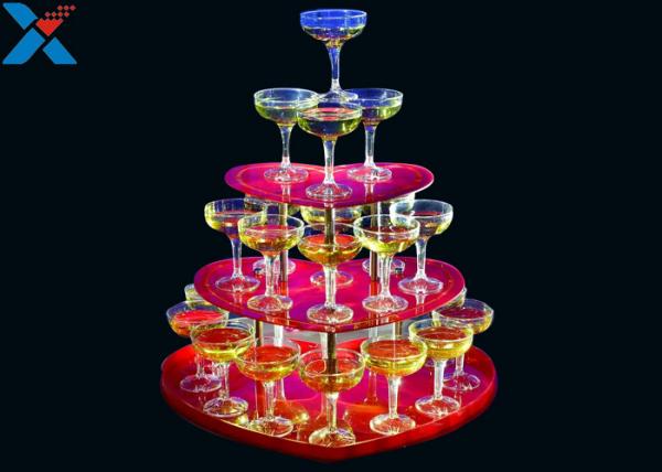 Quality Party Acrylic Wine Rack , 3 Layers Acrylic Champagne Tower For Wedding for sale