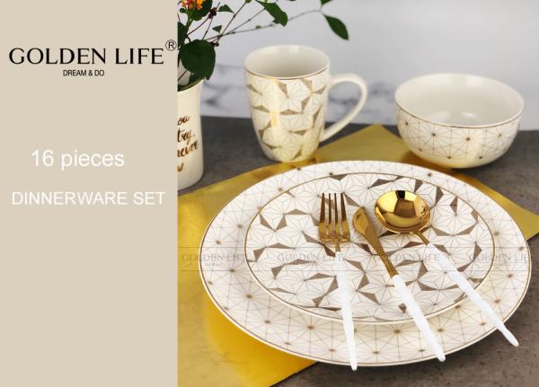 16 pcs high quality homeware sets luxury dubai gold dinnerware set for wedding