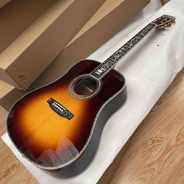 Custom New All Solid Wood Sunburst 41" D Type Acoustic Guitar Abalone Ebony