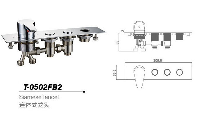 Bathtub mixer,Faucet,cold/hot water basin tap T-0502FB2