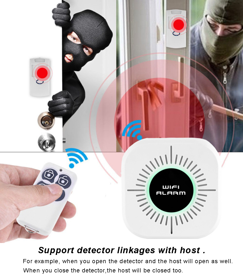 Household Mini WiFi intelligent App control burglar alarm system with 433.92 MHz
