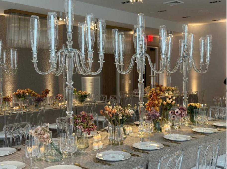 ZT-593B New shiny large 7 arms crystal candelabra for wedding table decoration