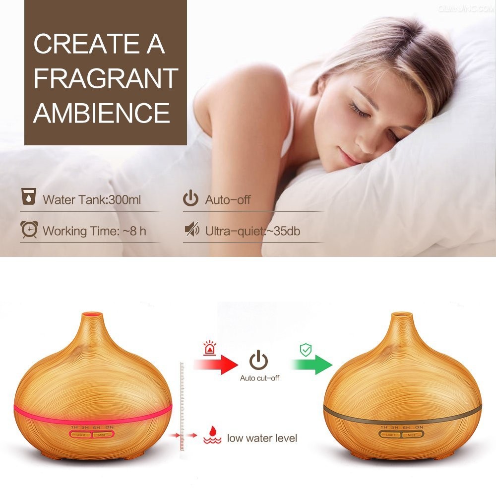 Wood Grain 0.65A 300ml Essential Oil Aromatherapy Diffuser 12W