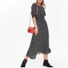 Buy cheap Women Elegant Short Sleeve Polka Dot Casual Maxi Dresses With 100% Viscose from wholesalers