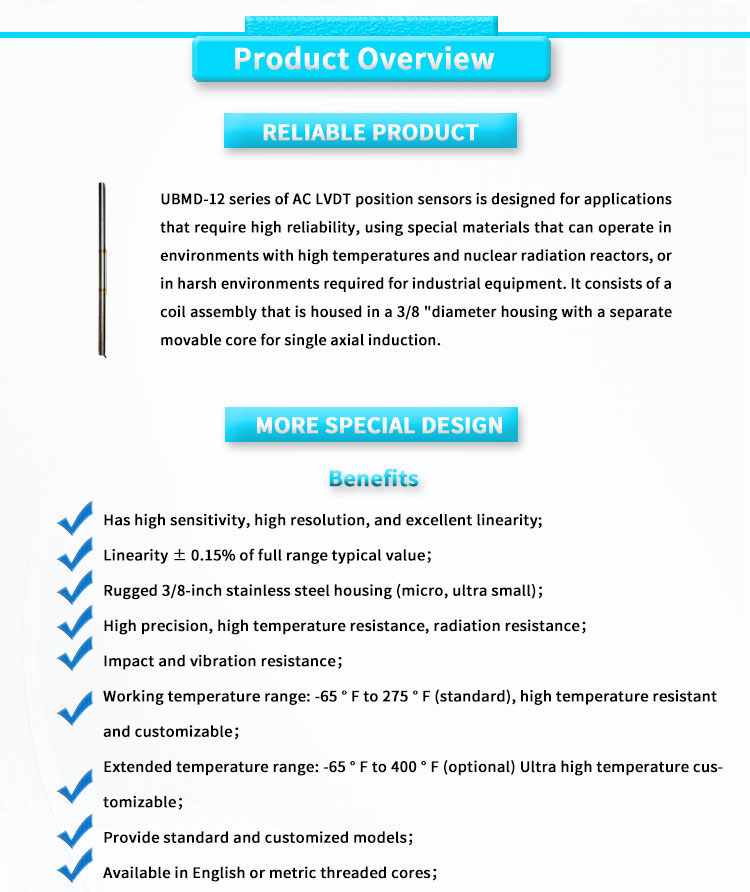 UNIVO UBMD-12 test position sensor for precise and accurate displacement measurement Sensors lvdt