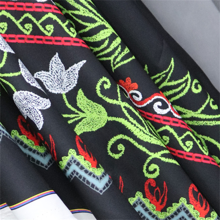 Blue Red Yellow Polyester Digital Printed Fabric Colorful Flower For Garment