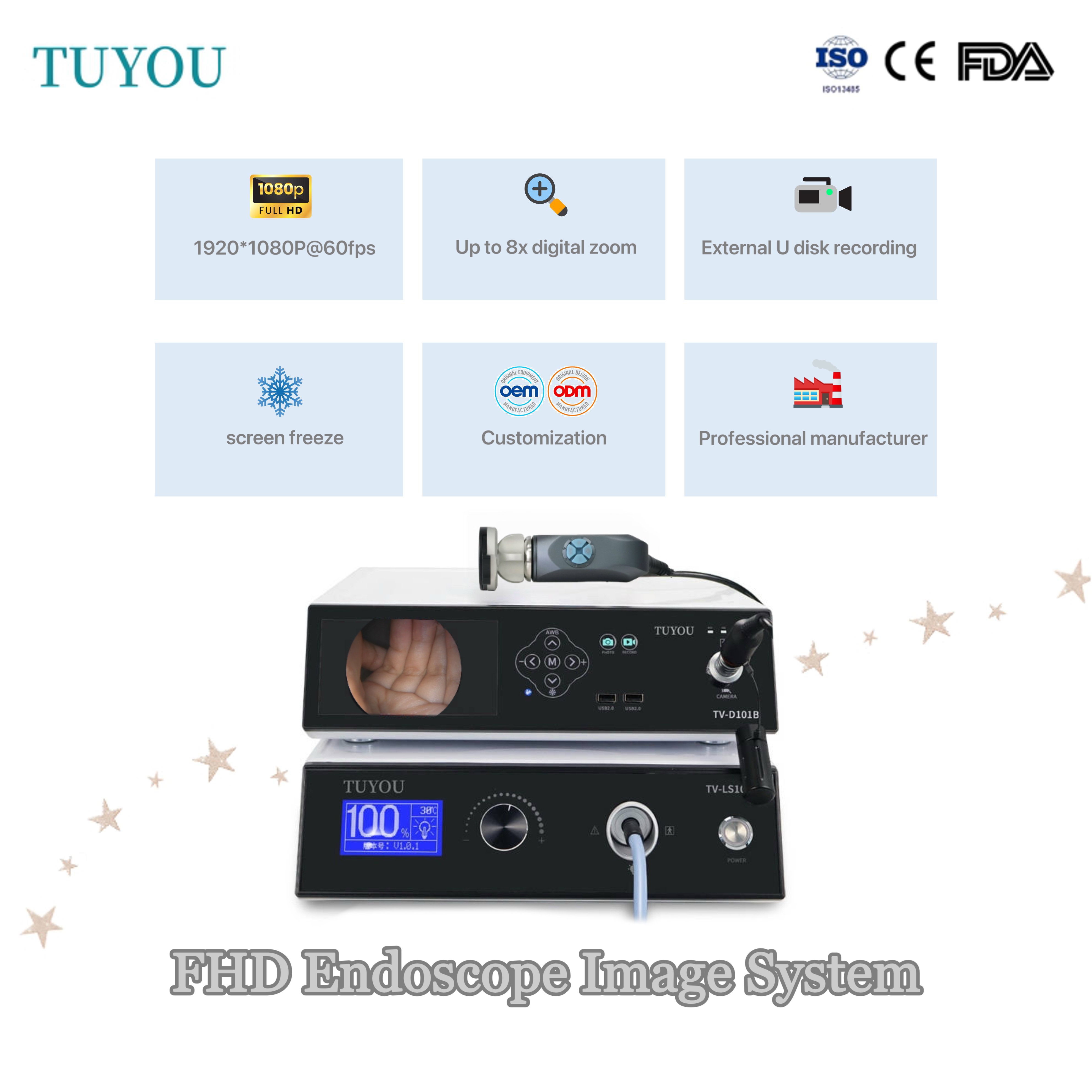Tuyou 1080P Integrated Video Recorder And Light Source For Laparoscopic Camera System