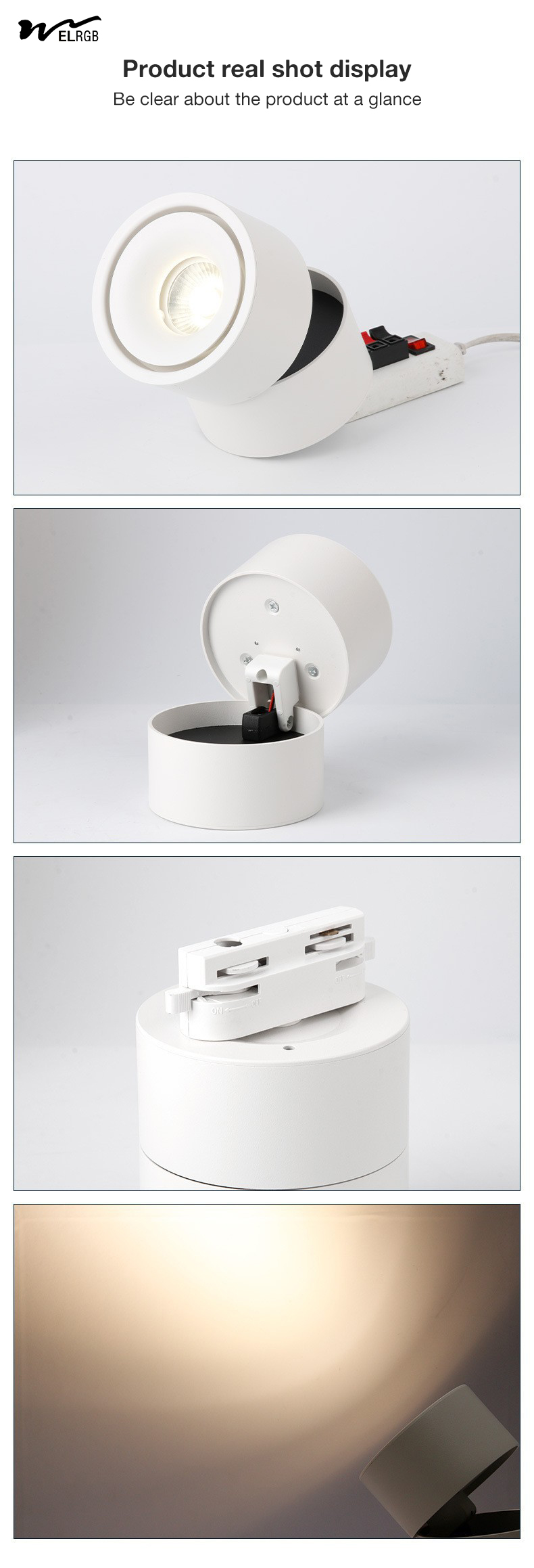 Remote Control Switch Mode LED Cylindrical COB Open-Mounted Downlights for Smart Home